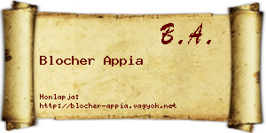 Blocher Appia névjegykártya